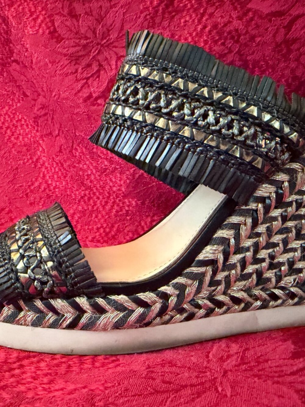 Vince Camuto Brittnuh Black Espadrille Wedge Slip on Platform Sandals Sz 9.5 - Picture 14 of 15